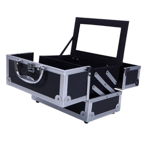 Aluminum Alloy Portable Makeup Case With Mirror