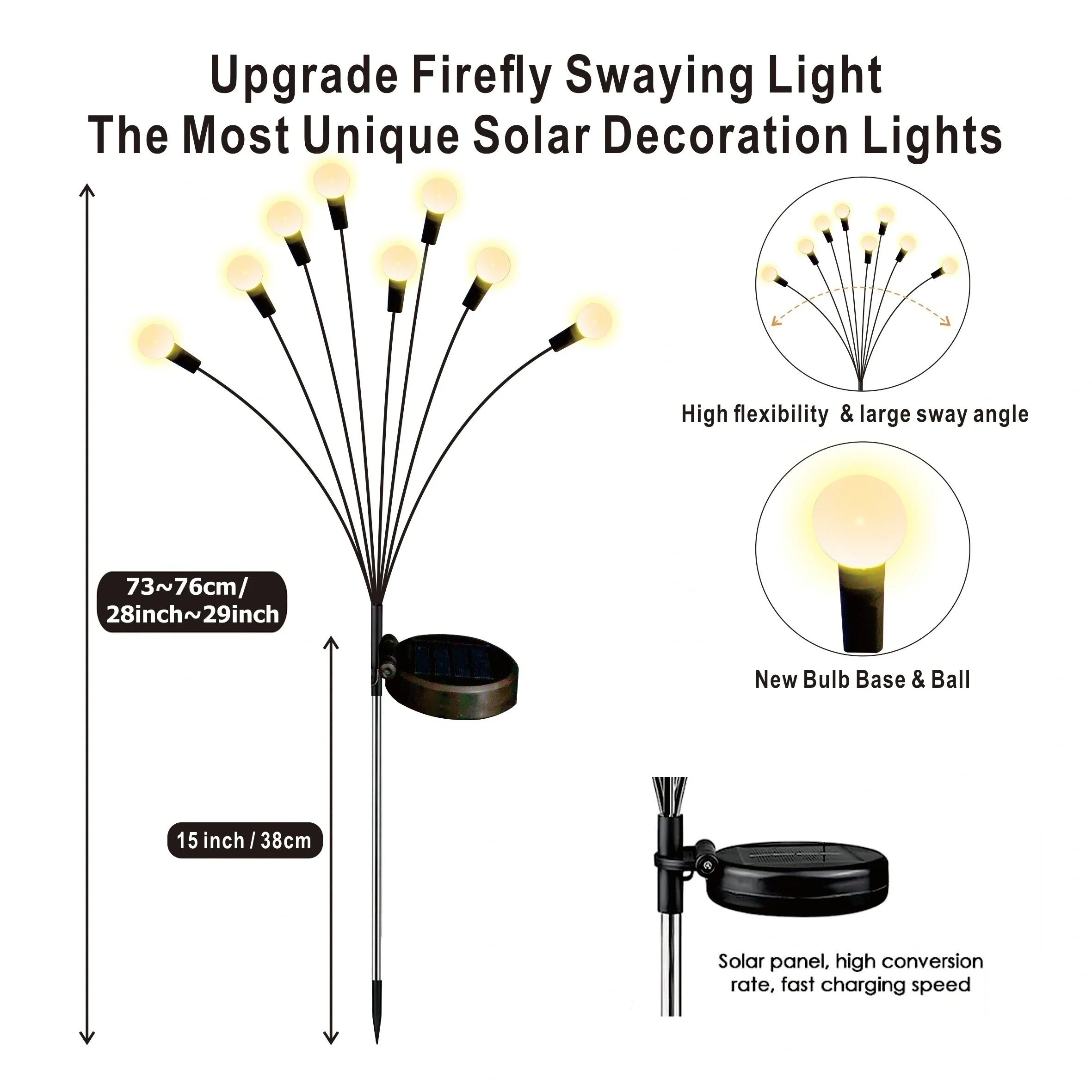 4-Pack Solar Firefly Garden String Lights