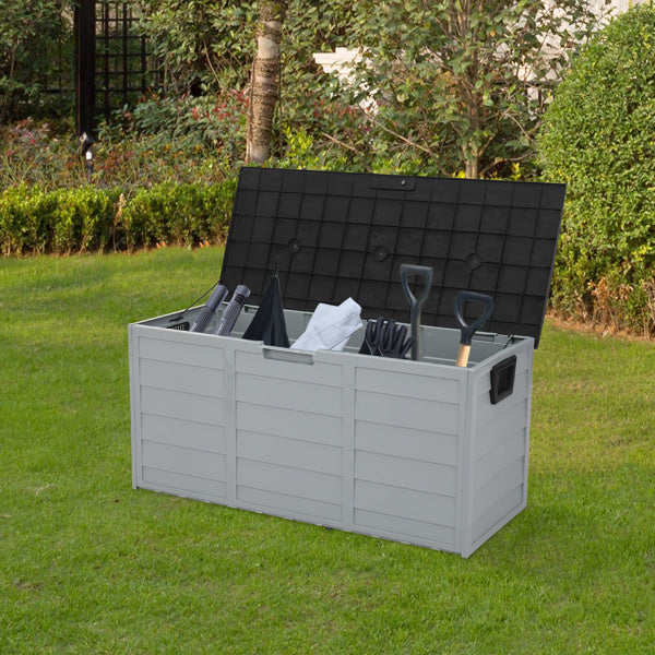 Transform Your Outdoor Space with the 75gal 130lb Black Lid Plastic Patio Storage Box