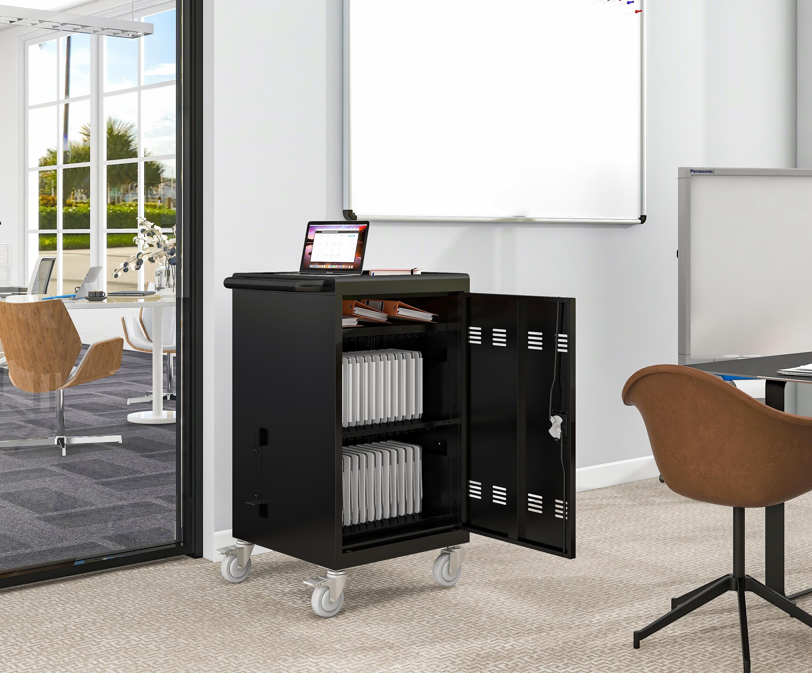 Mobile Charging Cart And Cabinet For Tablets And Laptops, Holds Up To 32 Devices