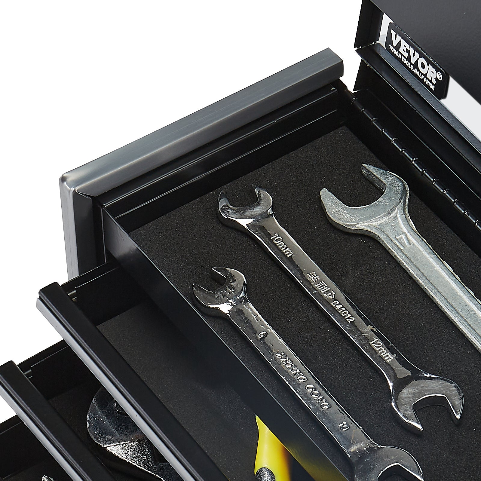 Tool Box 8.6-inch Portable Metal Tool Box With 3 Drawers Tool Organizer Black