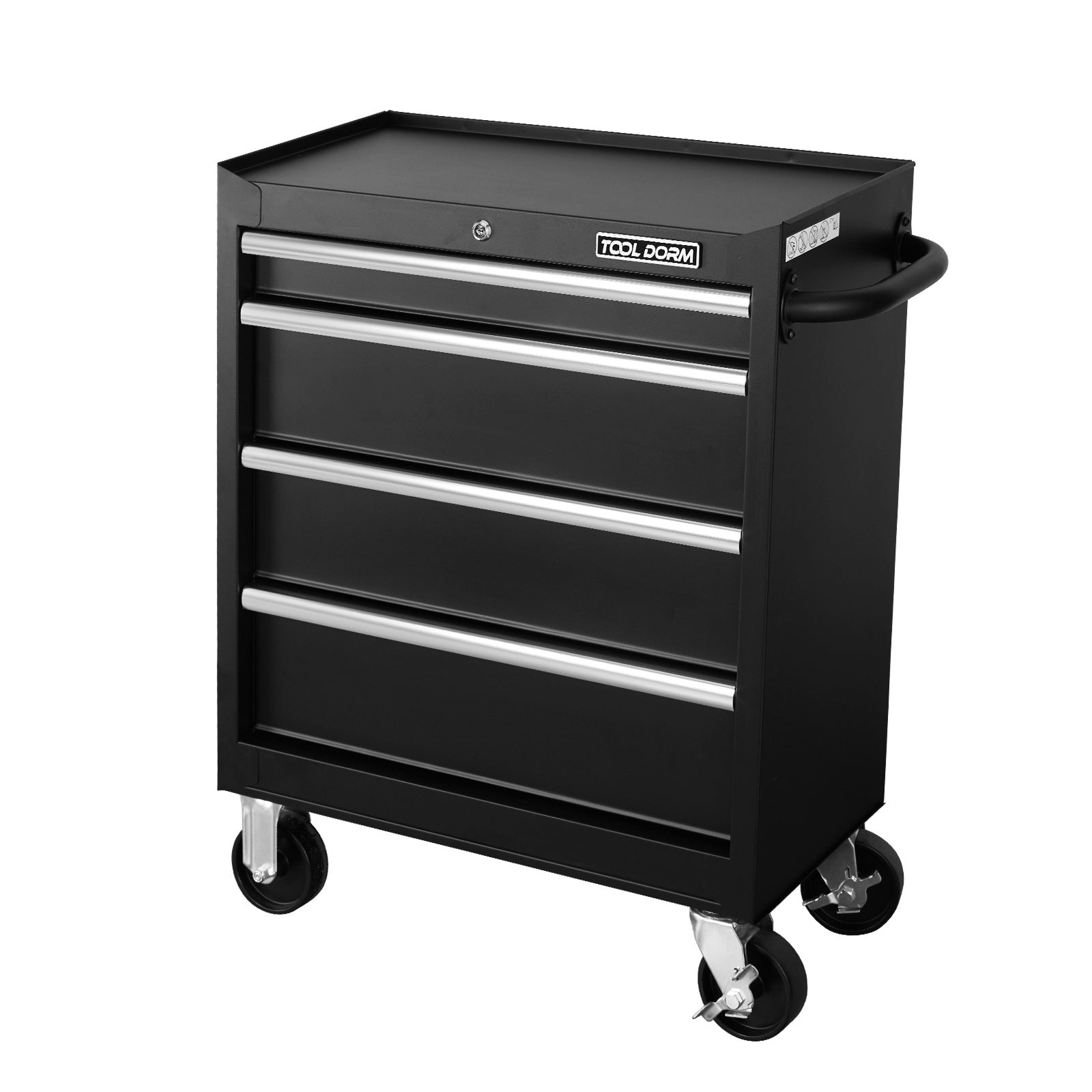 Tool Storage Cabinet And Cart 27Inch Metal Tool Cabinet With 4 Drawer,Rolling Wheel, Ball Bearing Sliders, Black Powder Coating, Suitable For Garage, Warehouse, Workshop