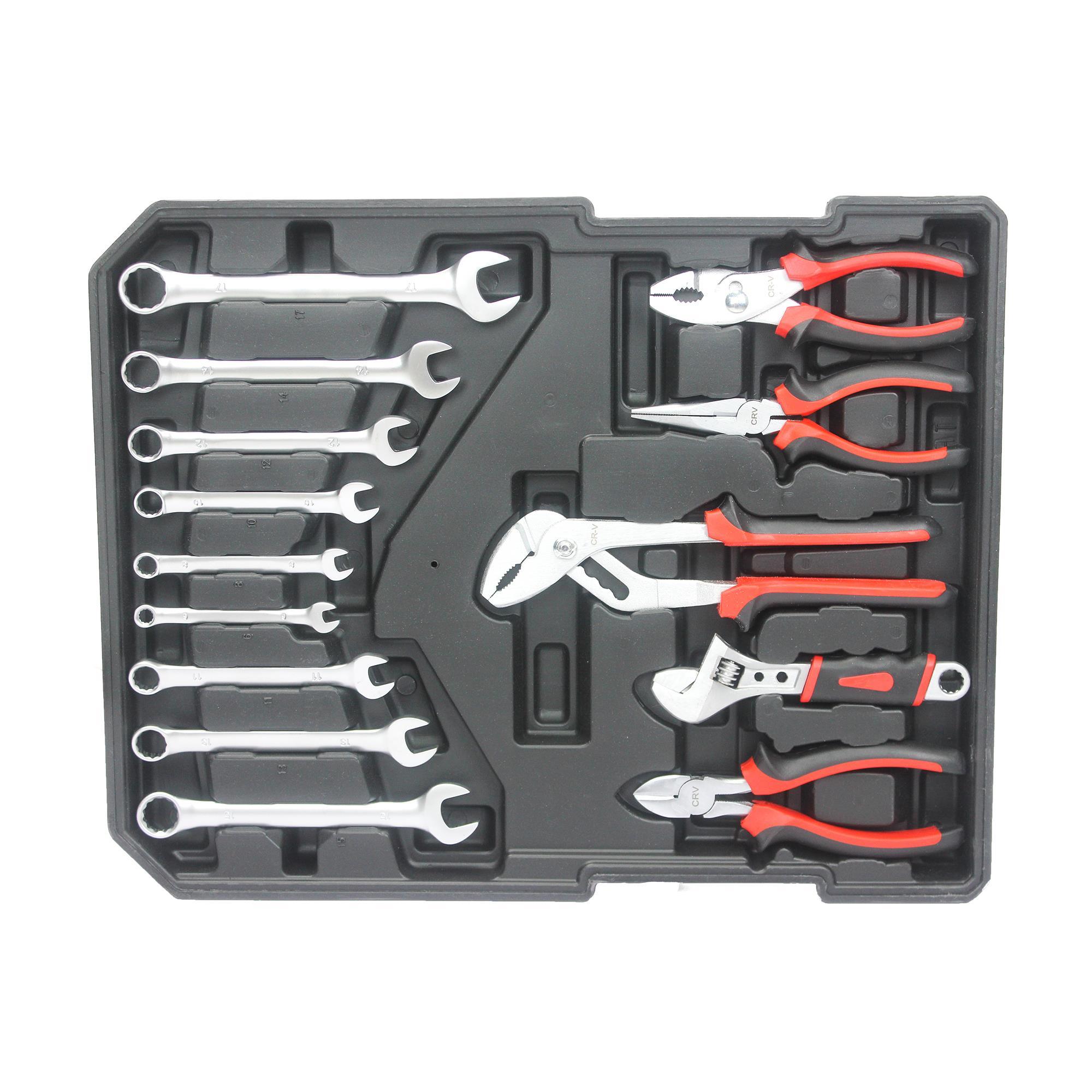 White Hand Tool Box With 4-layer Tool Set And Wheels