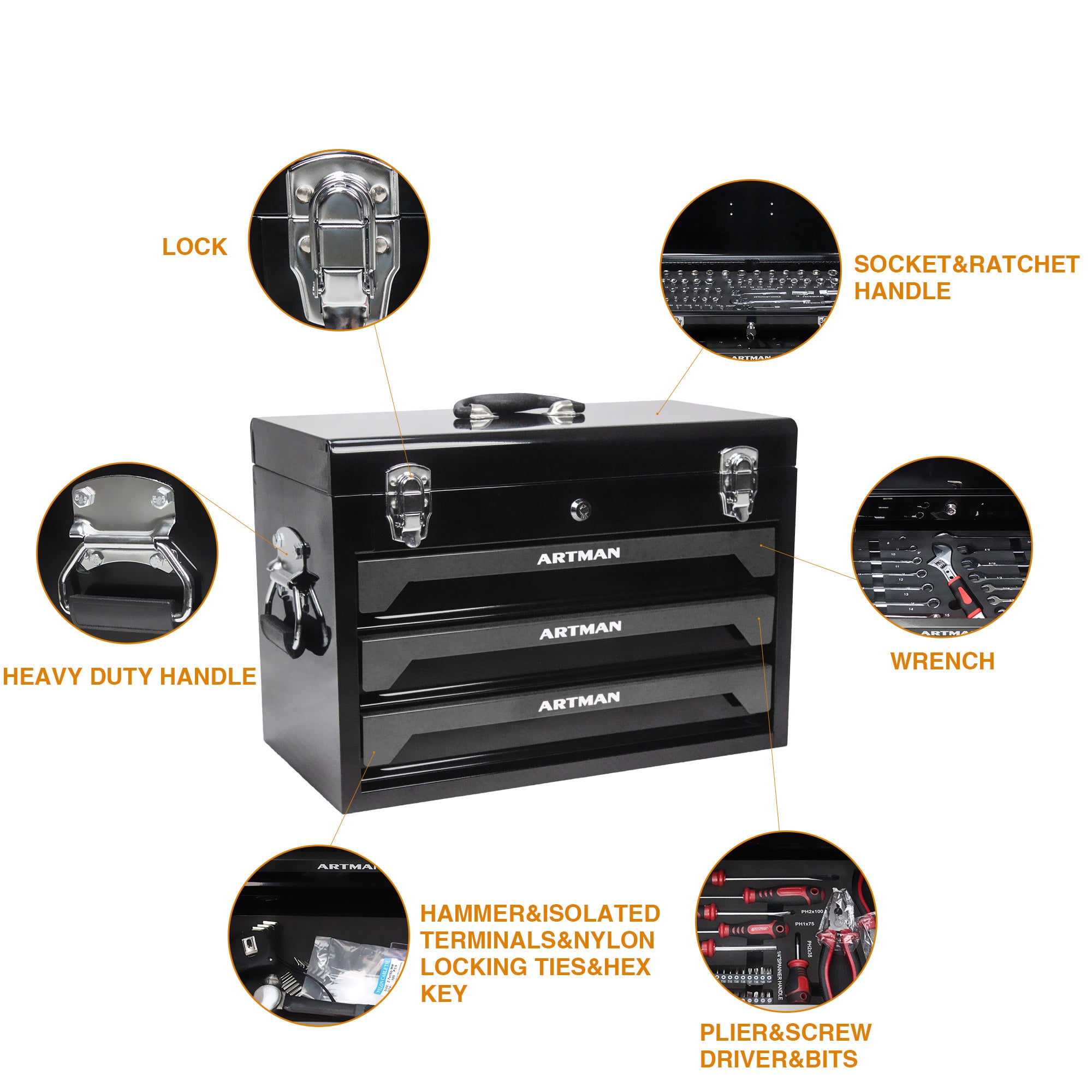 3 Drawer Tool Box With Tool Set
