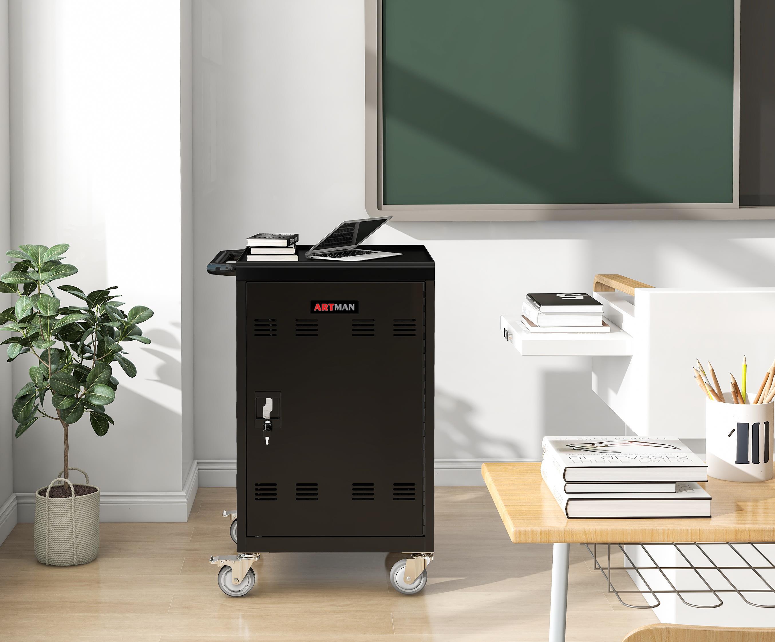 Mobile Charging Cart And Cabinet For Tablets And Laptops, Holds Up To 32 Devices