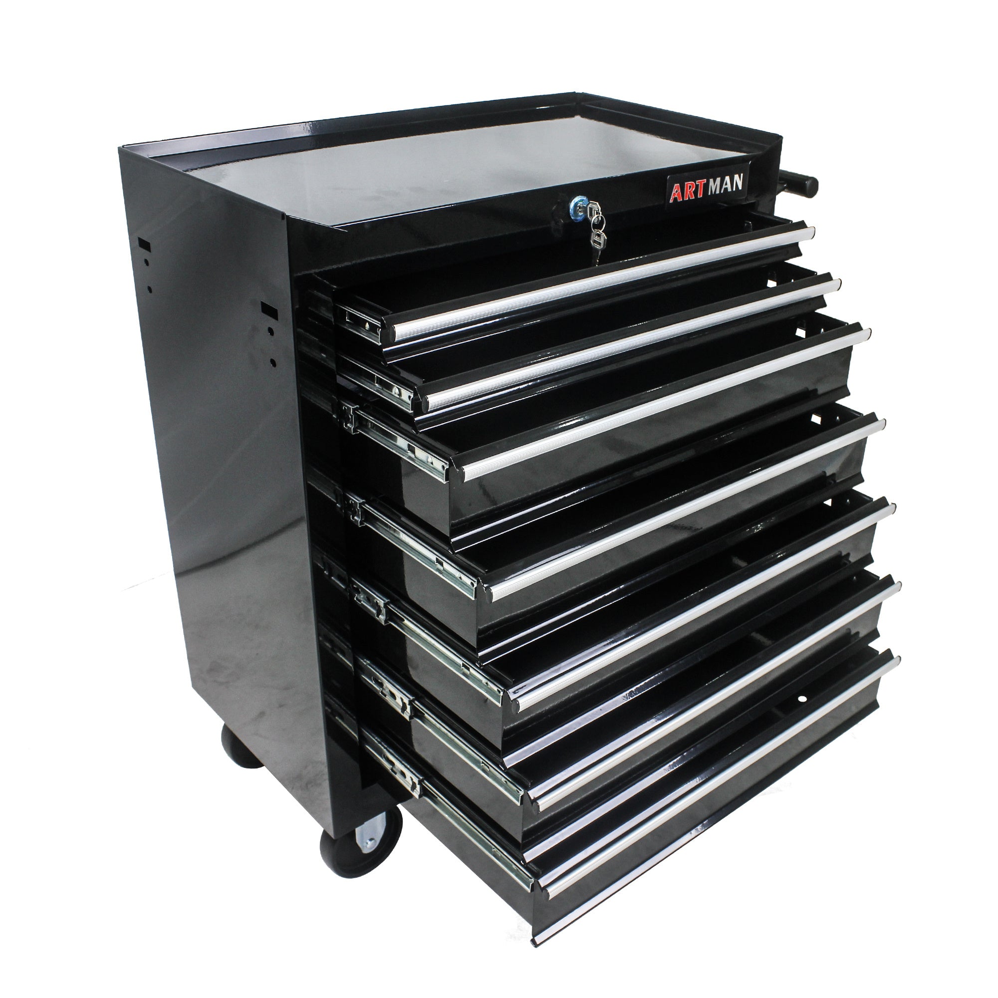 7 Drawer Multi-Tool Cart With Wheels - Black
