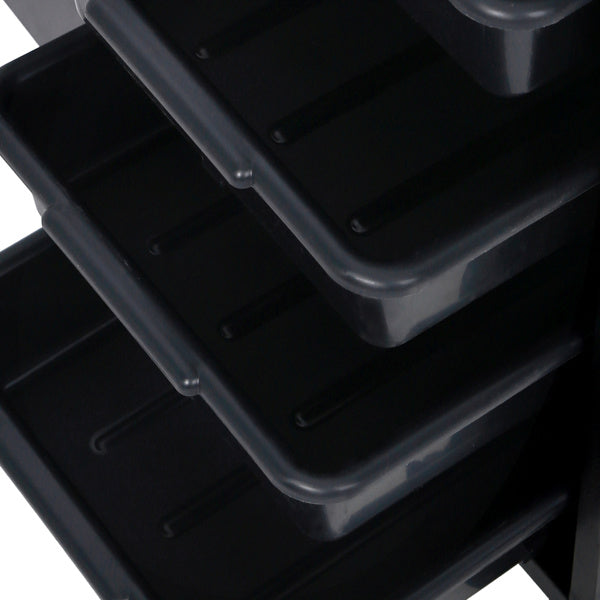 16mm Particle Board, ABS Tray, Wooden Door With Three Air Ducts And Four Drawers, Black Hair Salon Tool Cart