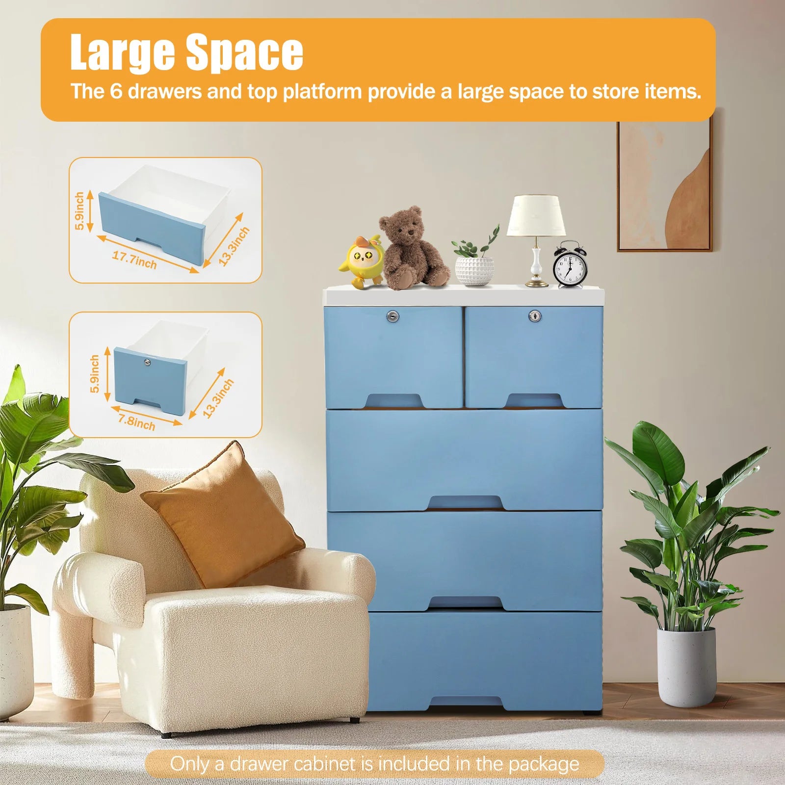 5-Layer 6-Drawer Plastic Storage Cabinet