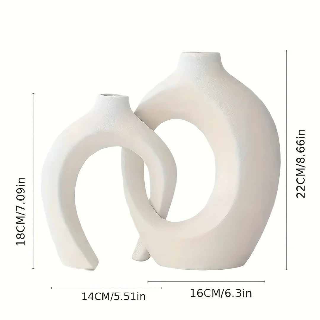 Set of 2 Hollow Nordic Ceramic Vases