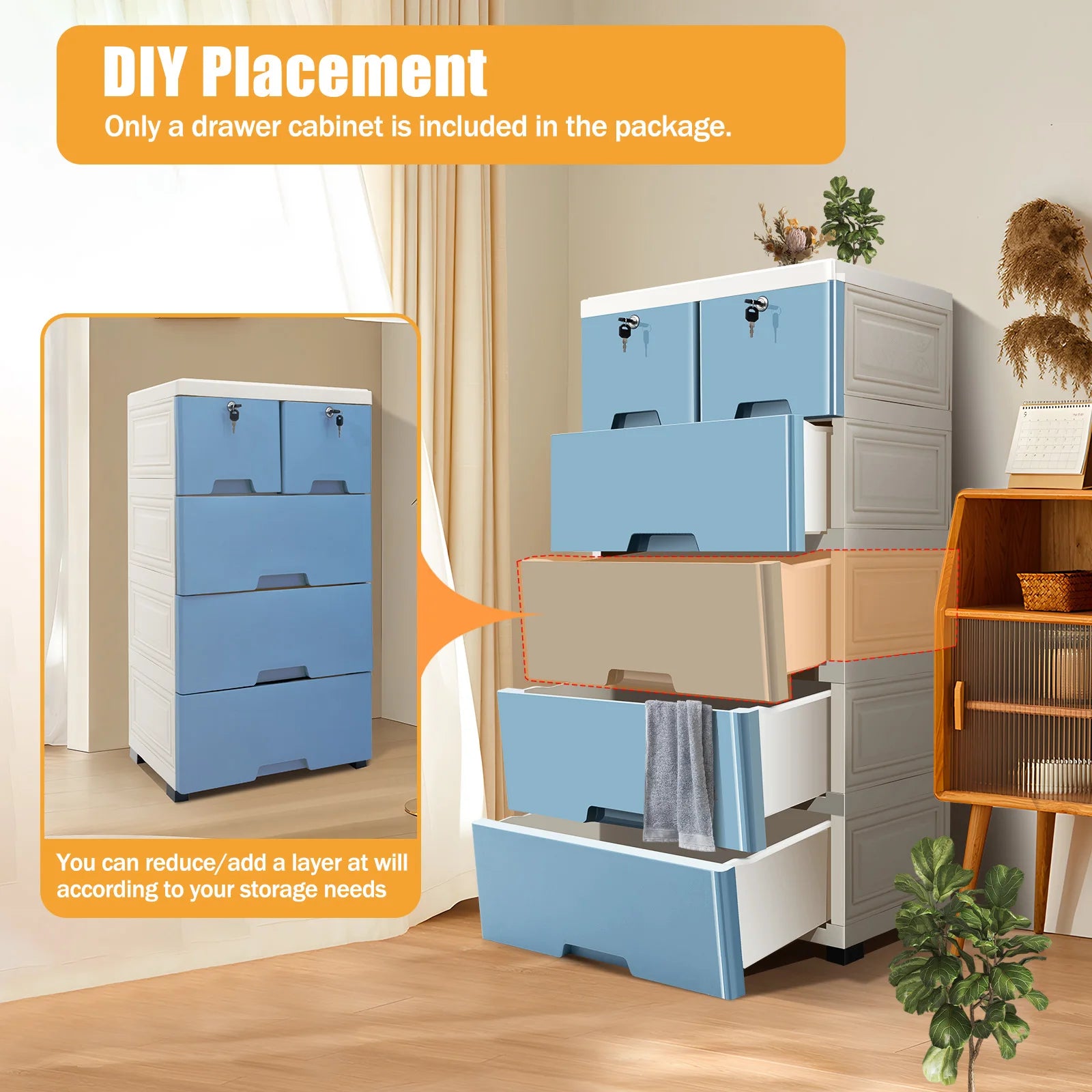 5-Layer 6-Drawer Plastic Storage Cabinet