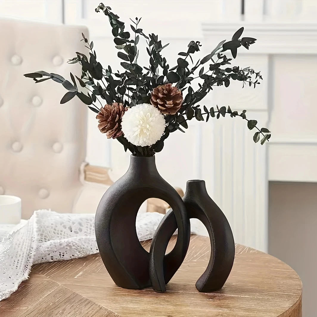 Set of 2 Hollow Nordic Ceramic Vases