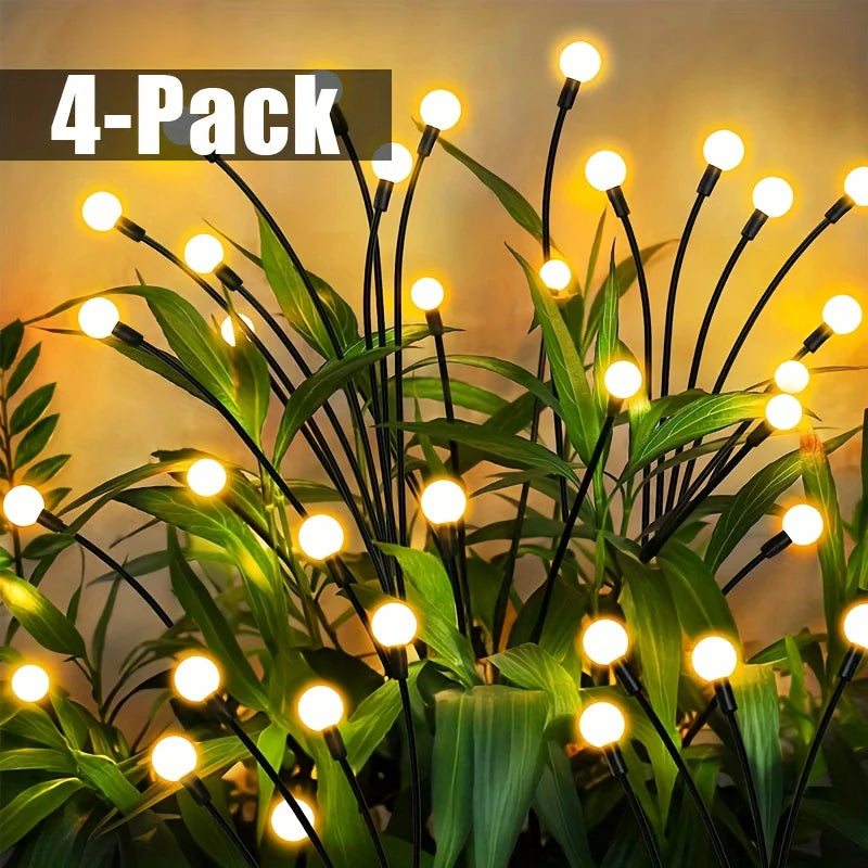 4-Pack Solar Firefly Garden String Lights