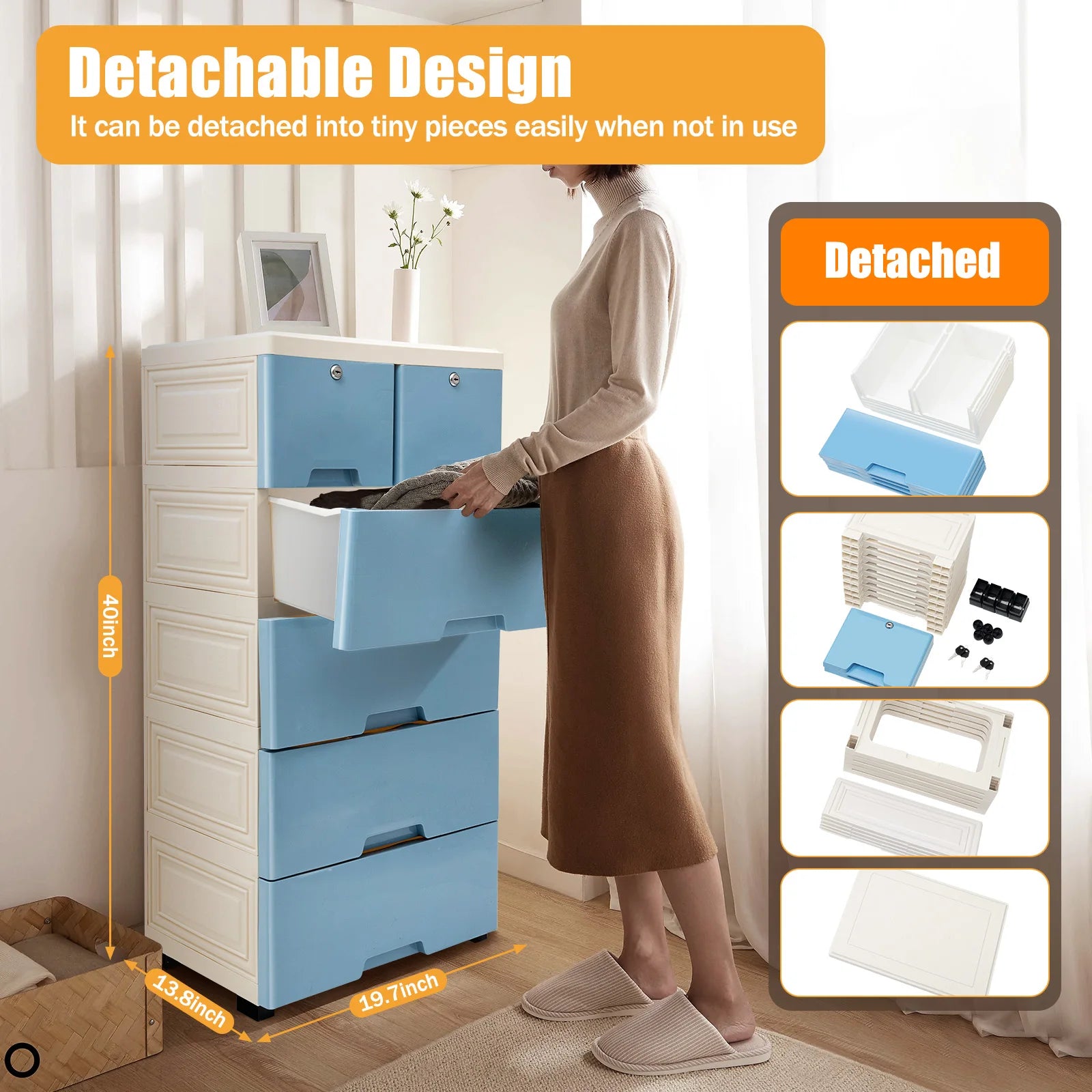 5-Layer 6-Drawer Plastic Storage Cabinet