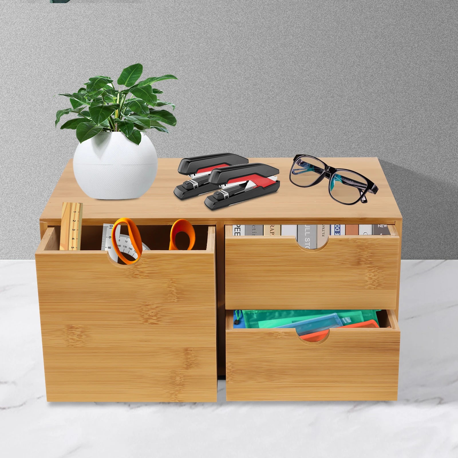 Bamboo Desk Organizer for Office & Home