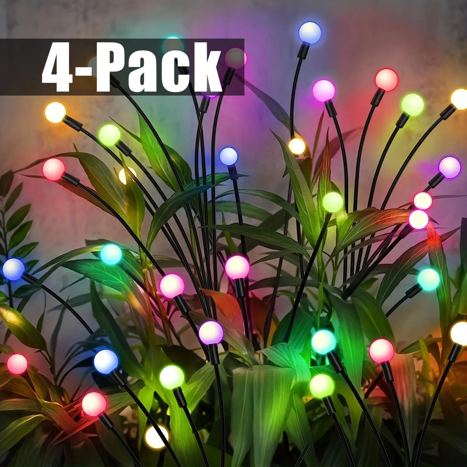 4-Pack Solar Firefly Garden String Lights