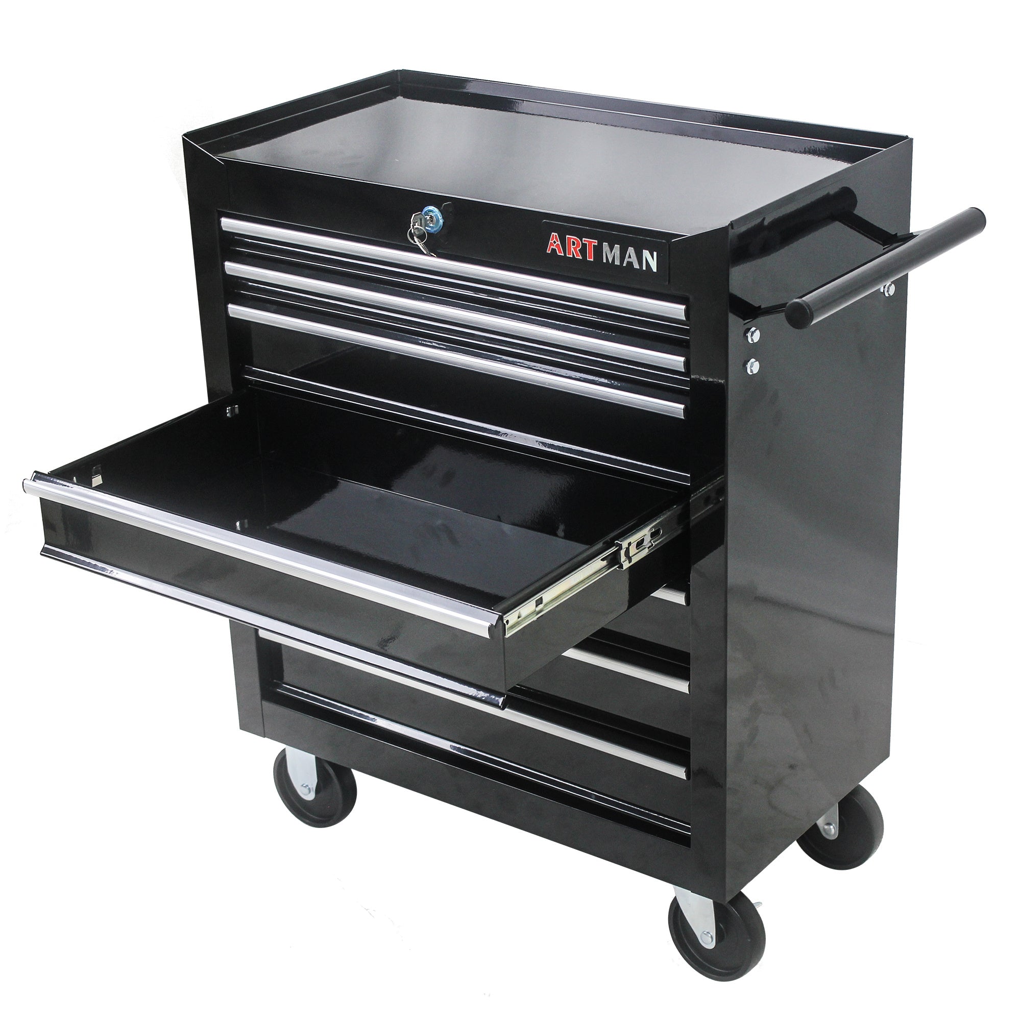 7 Drawer Multi-Tool Cart With Wheels - Black