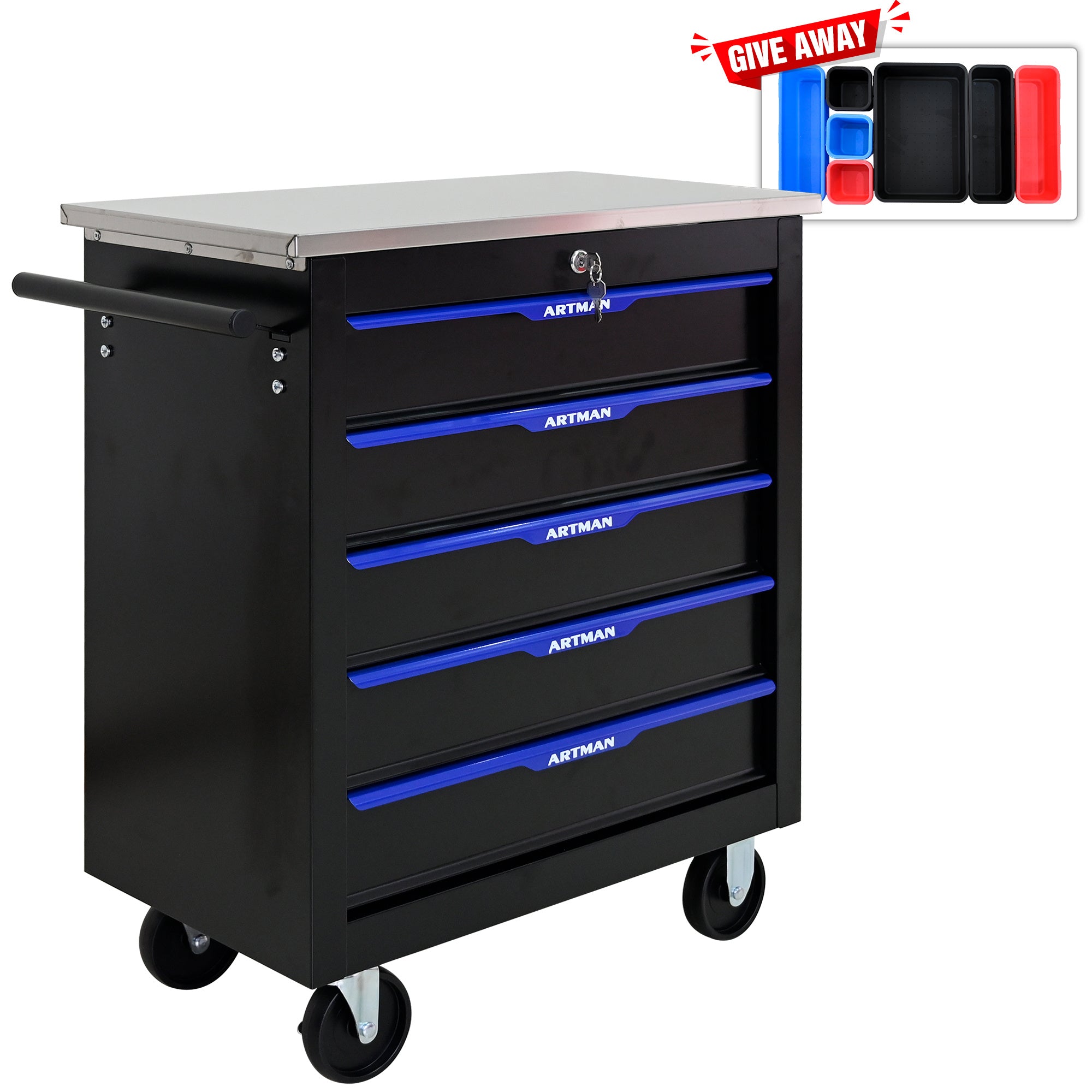 5-Drawer Multi-Purpose Tool Cart With Wheels