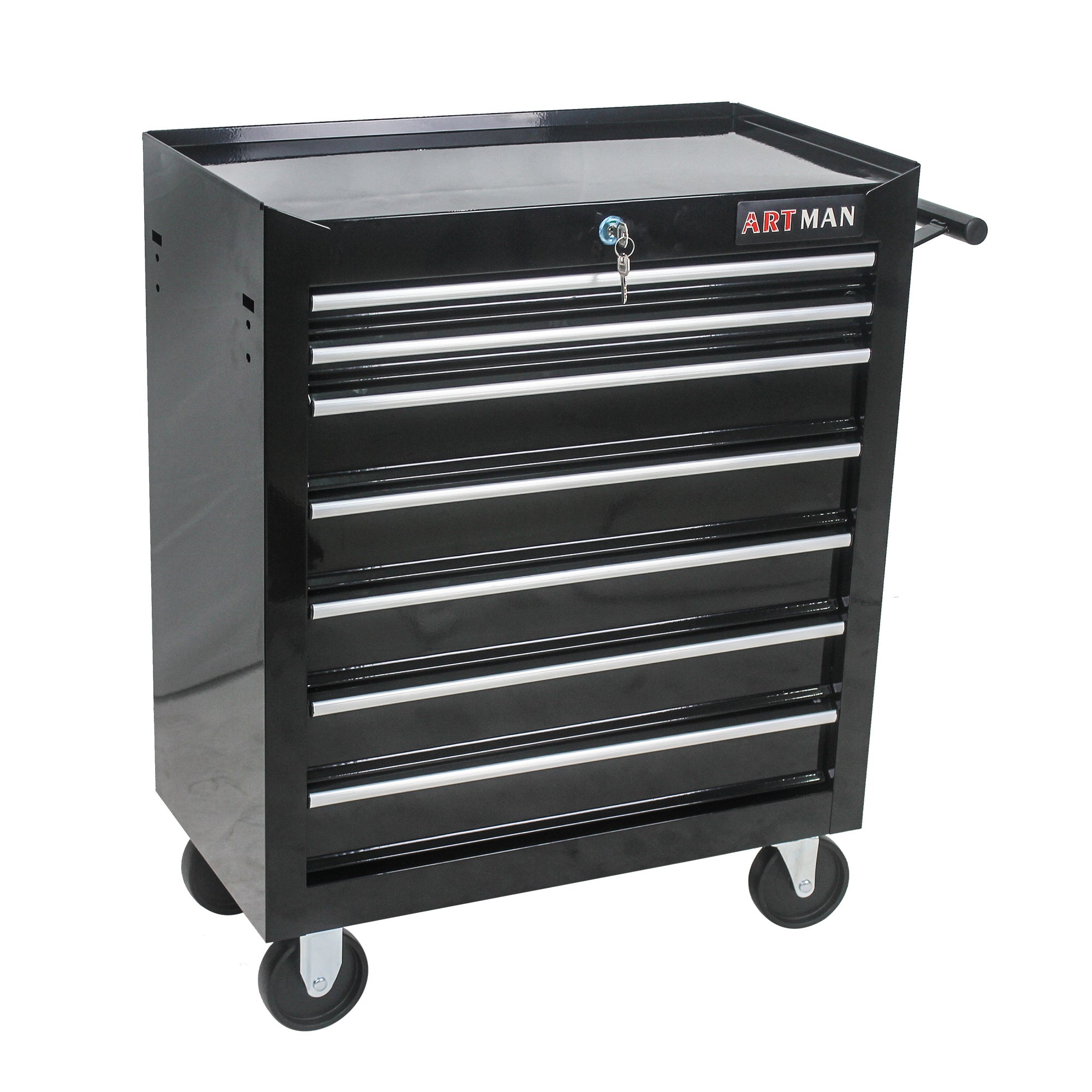 7 Drawer Multi-Tool Cart With Wheels - Black