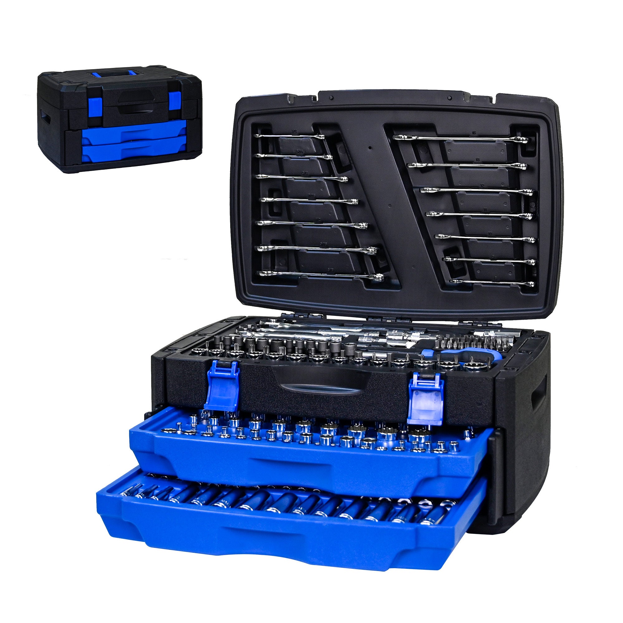 Black Hand Tool Box, Including Tool Set 266 Pieces