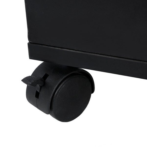 16mm Particle Board, ABS Tray, Wooden Door With Three Air Ducts And Four Drawers, Black Hair Salon Tool Cart