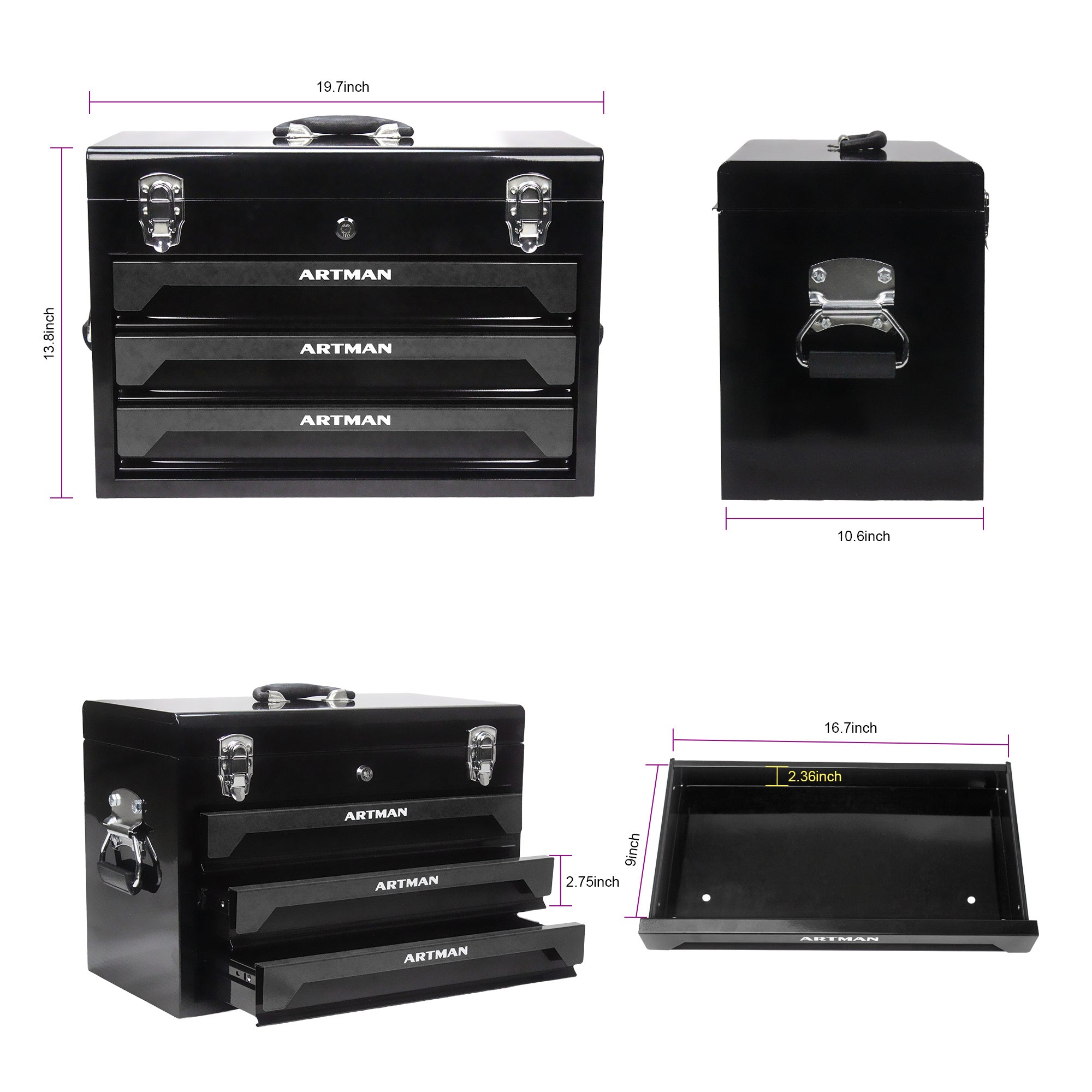3 Drawer Tool Box With Tool Set