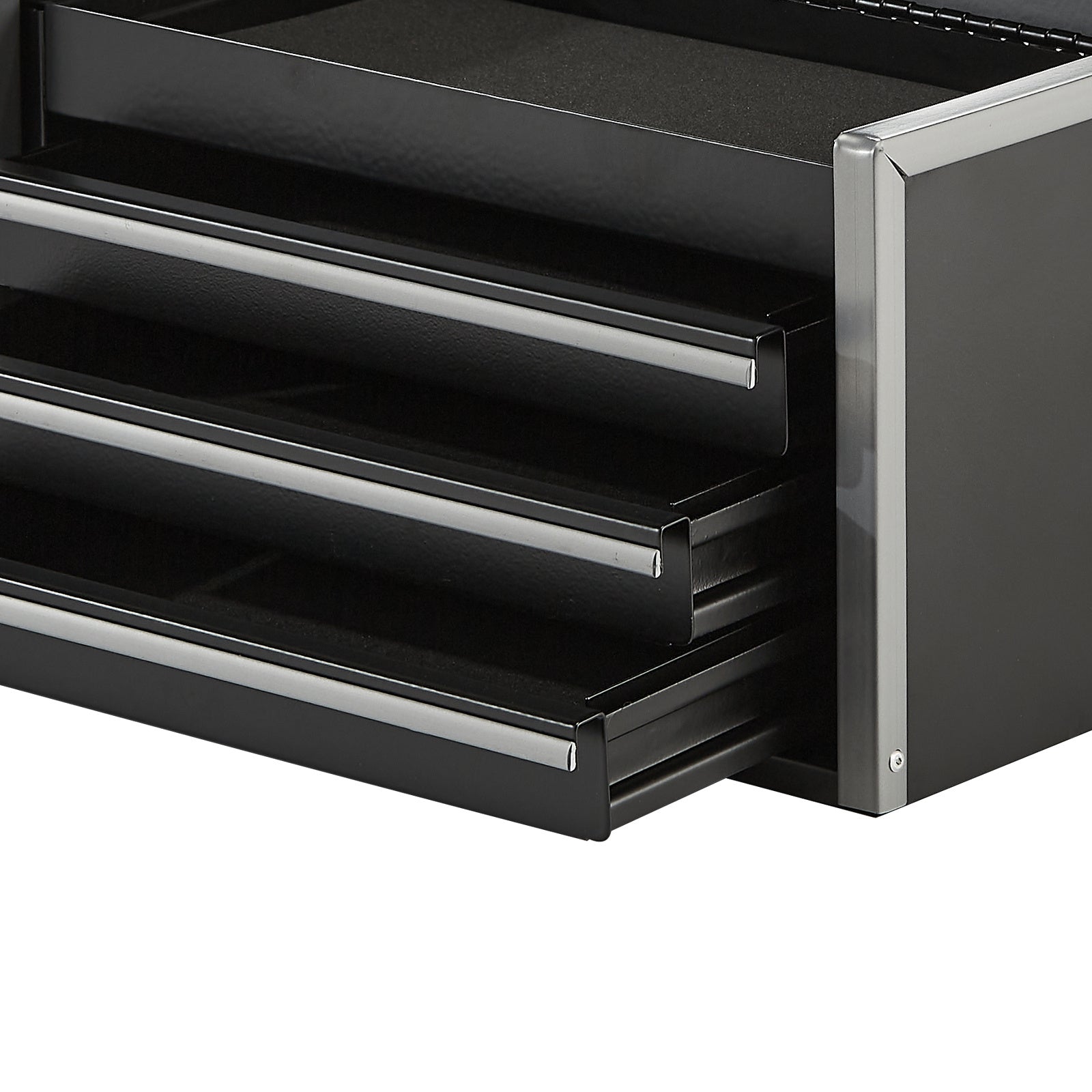 Tool Box 8.6-inch Portable Metal Tool Box With 3 Drawers Tool Organizer Black