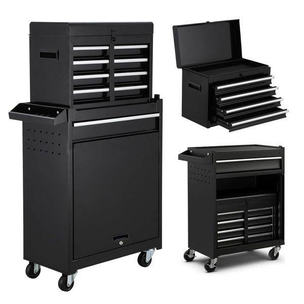 Tool Box, 5 Drawer Rolling Tool Storage Cabinet With Reinforced Packaging, Removable Top Tool Box, Metal Tool Cart For Garage Workshop, Black
