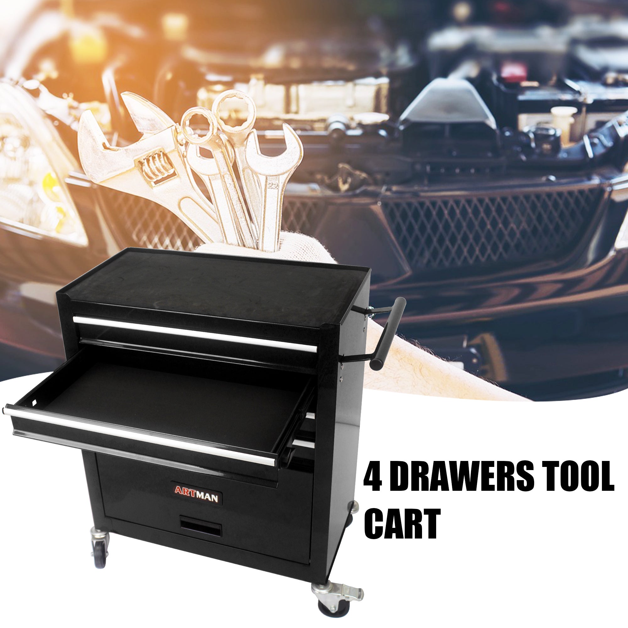 Metal Wheelie Tool Cart