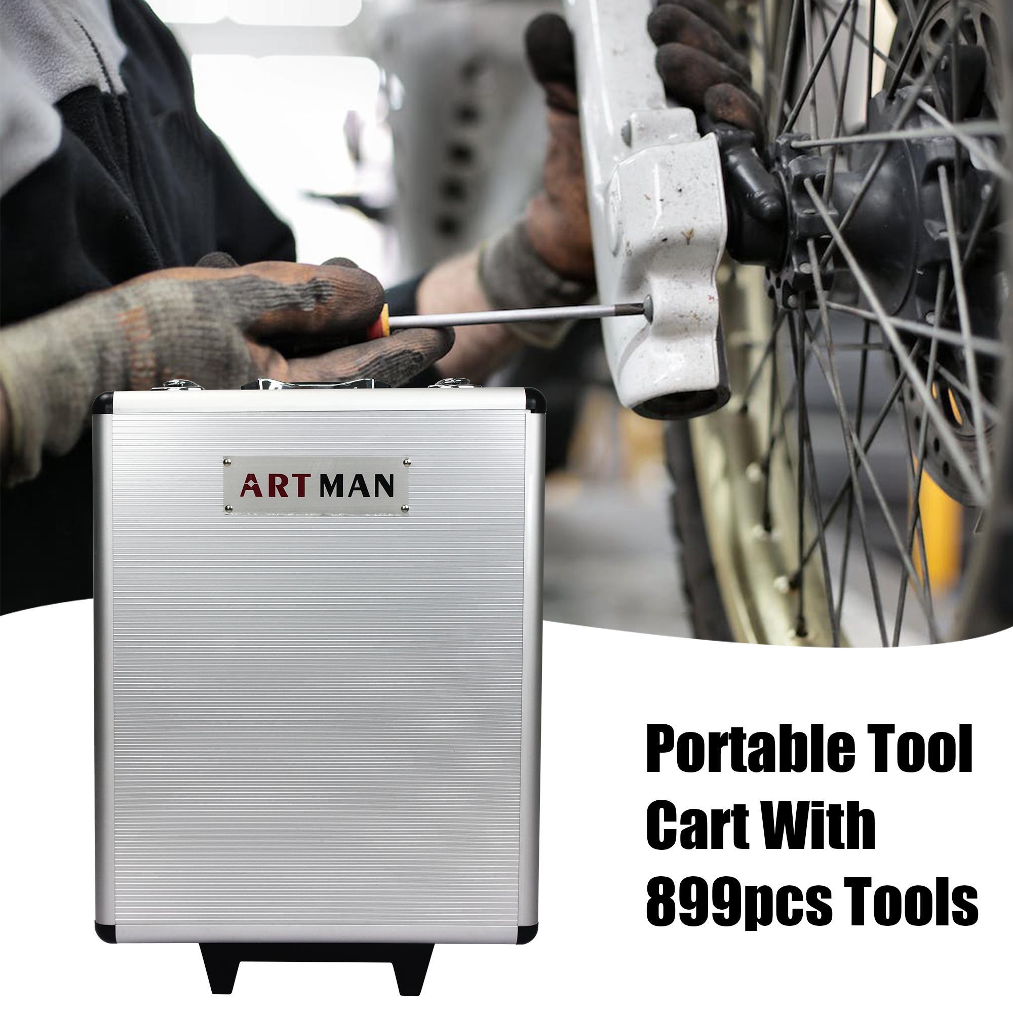 White Hand Tool Box With 4-layer Tool Set And Wheels