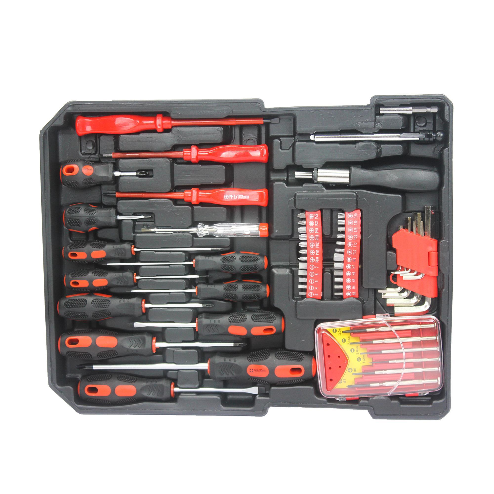 White Hand Tool Box With 4-layer Tool Set And Wheels